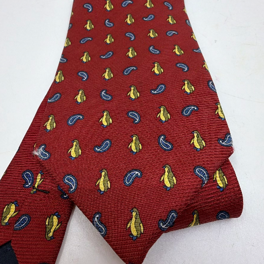 Klein Penguin Paisley Red Silk Necktie