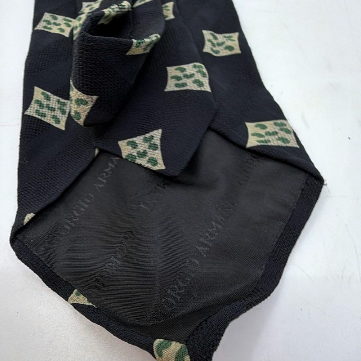 Giorgio Armani Patterned Black Silk Blend Necktie