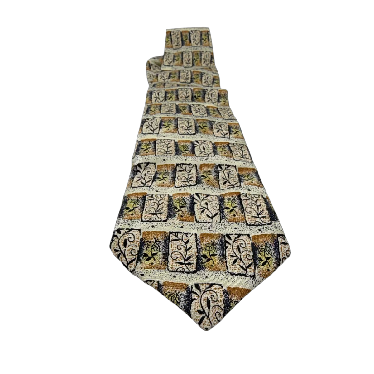 Abstract Pattern Beige Silk Tie