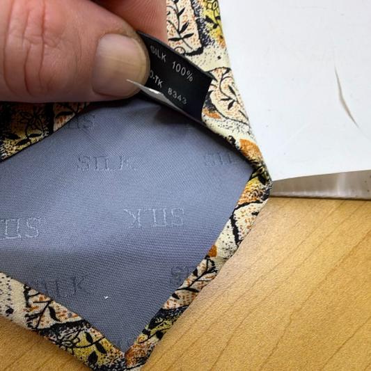 Abstract Pattern Beige Silk Tie