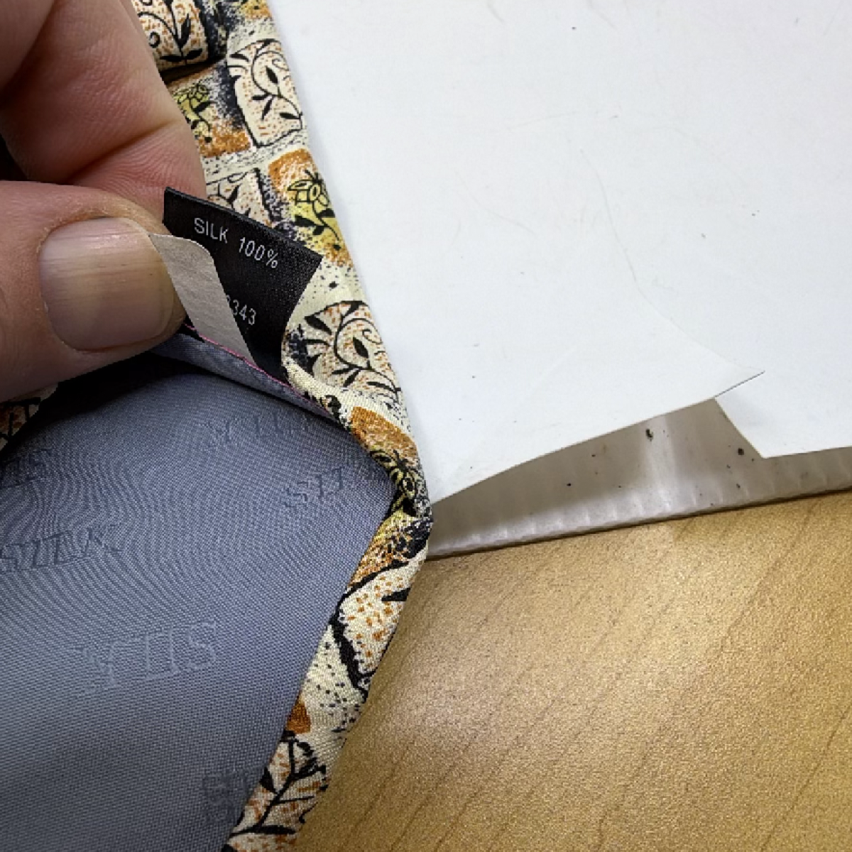 Abstract Pattern Beige Silk Tie