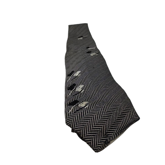 Dominique France Herringbone Black Silk Necktie