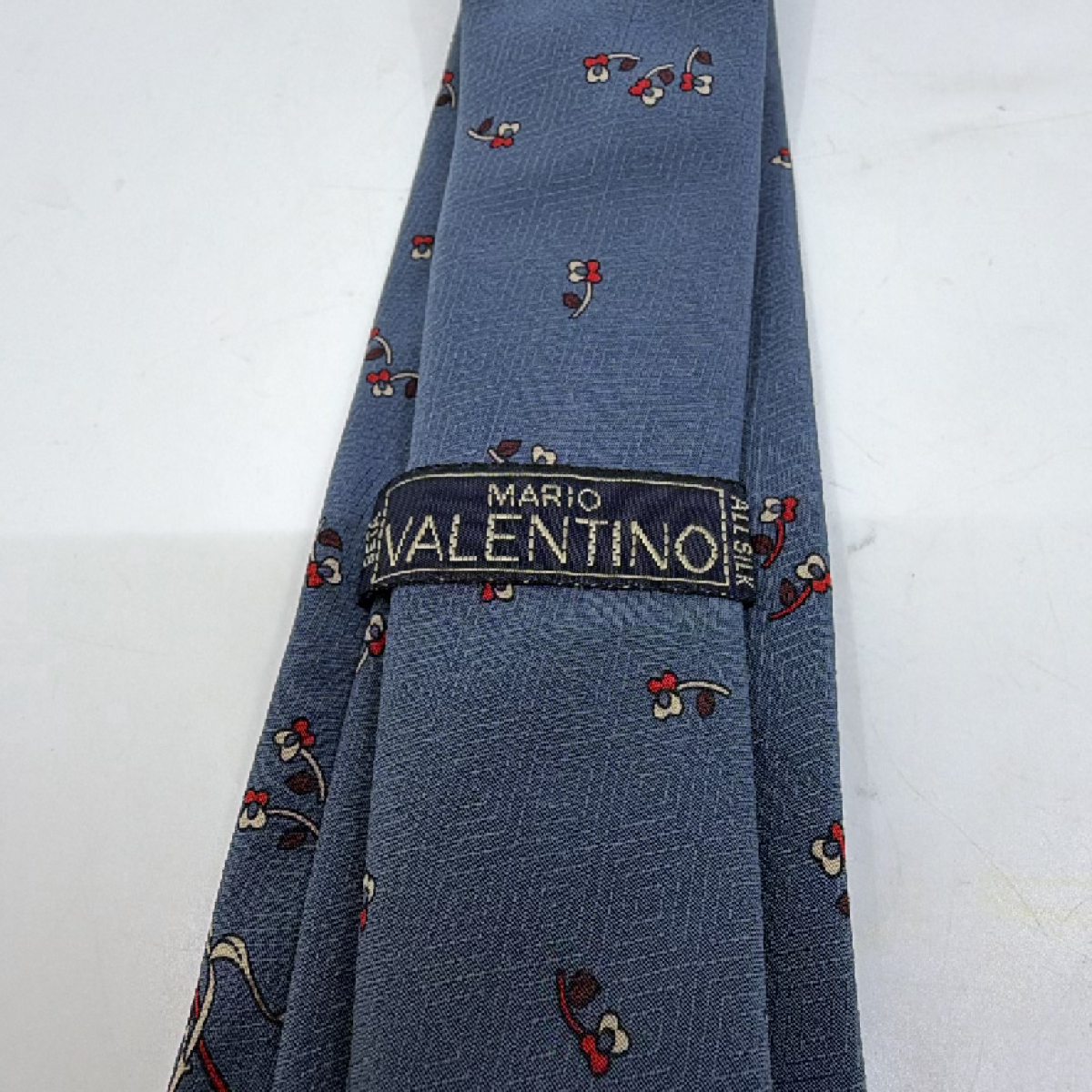 Mario Valentino Patterned Floral Blue Silk Tie