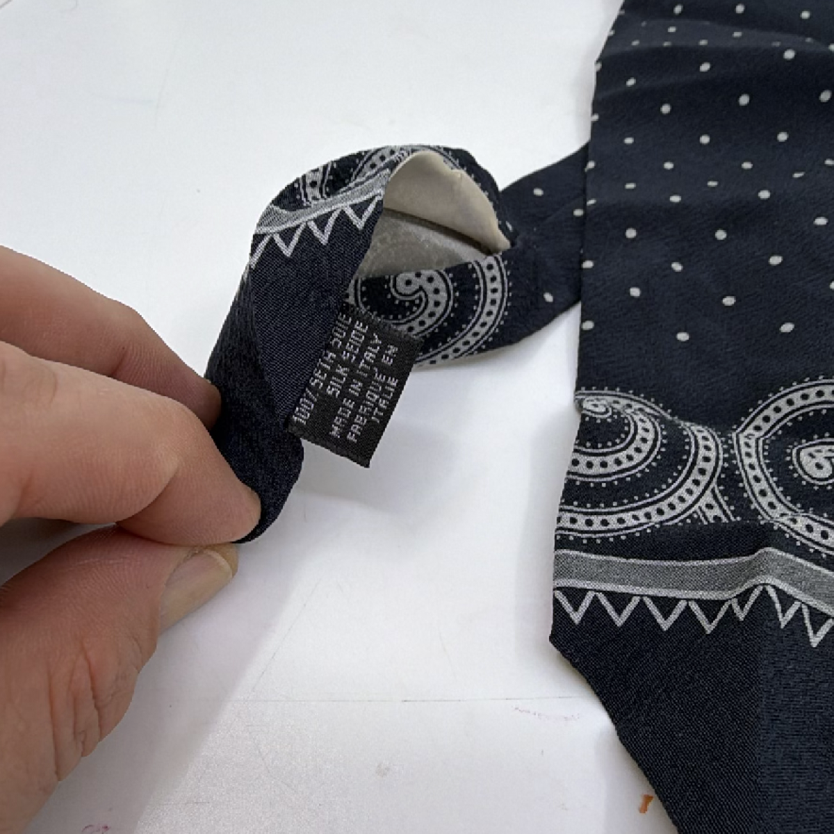 Giorgio Armani Polka Dot Paisley Blue Silk Tie
