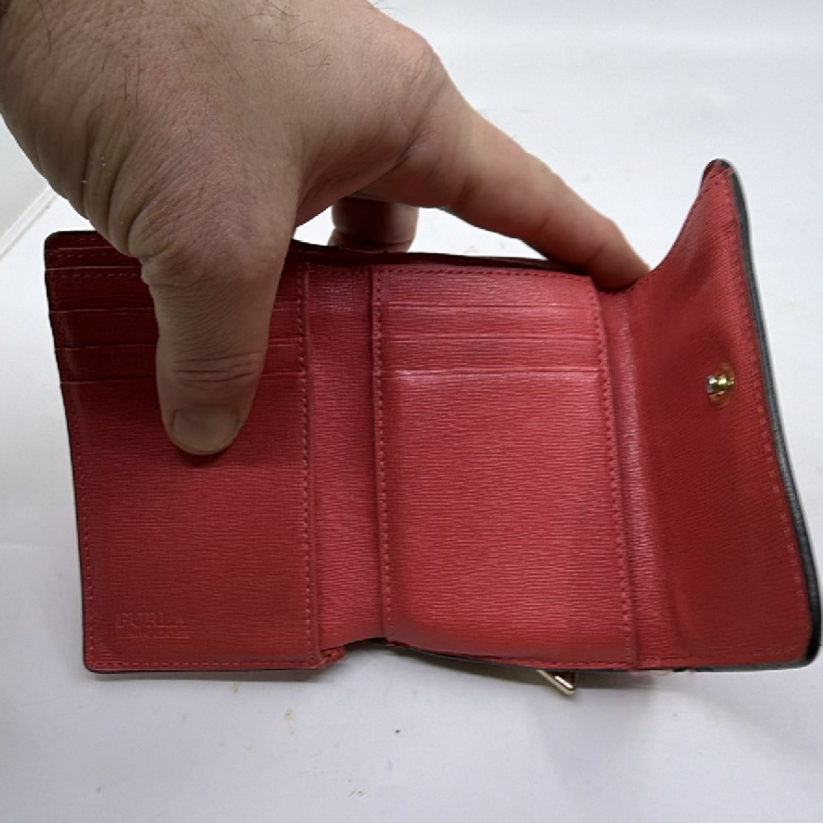 Furla Red Textured Leather Wallet