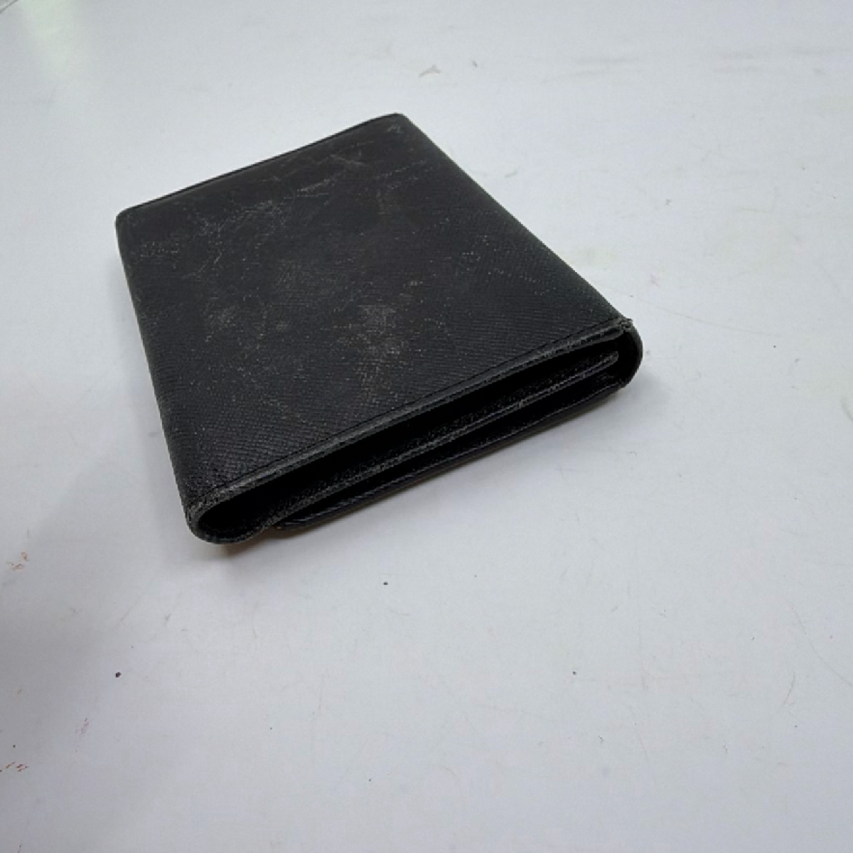 Prada Compact Trifold Black Saffiano Leather Wallet