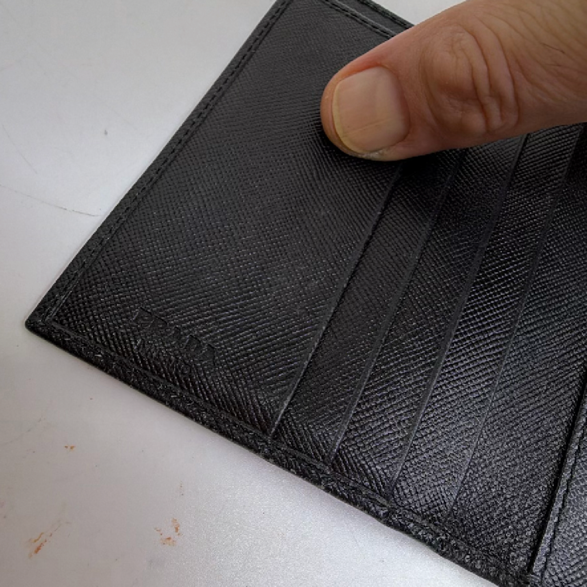 Prada Compact Trifold Black Saffiano Leather Wallet