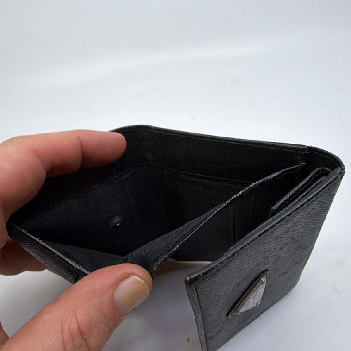 Prada Compact Trifold Black Saffiano Leather Wallet