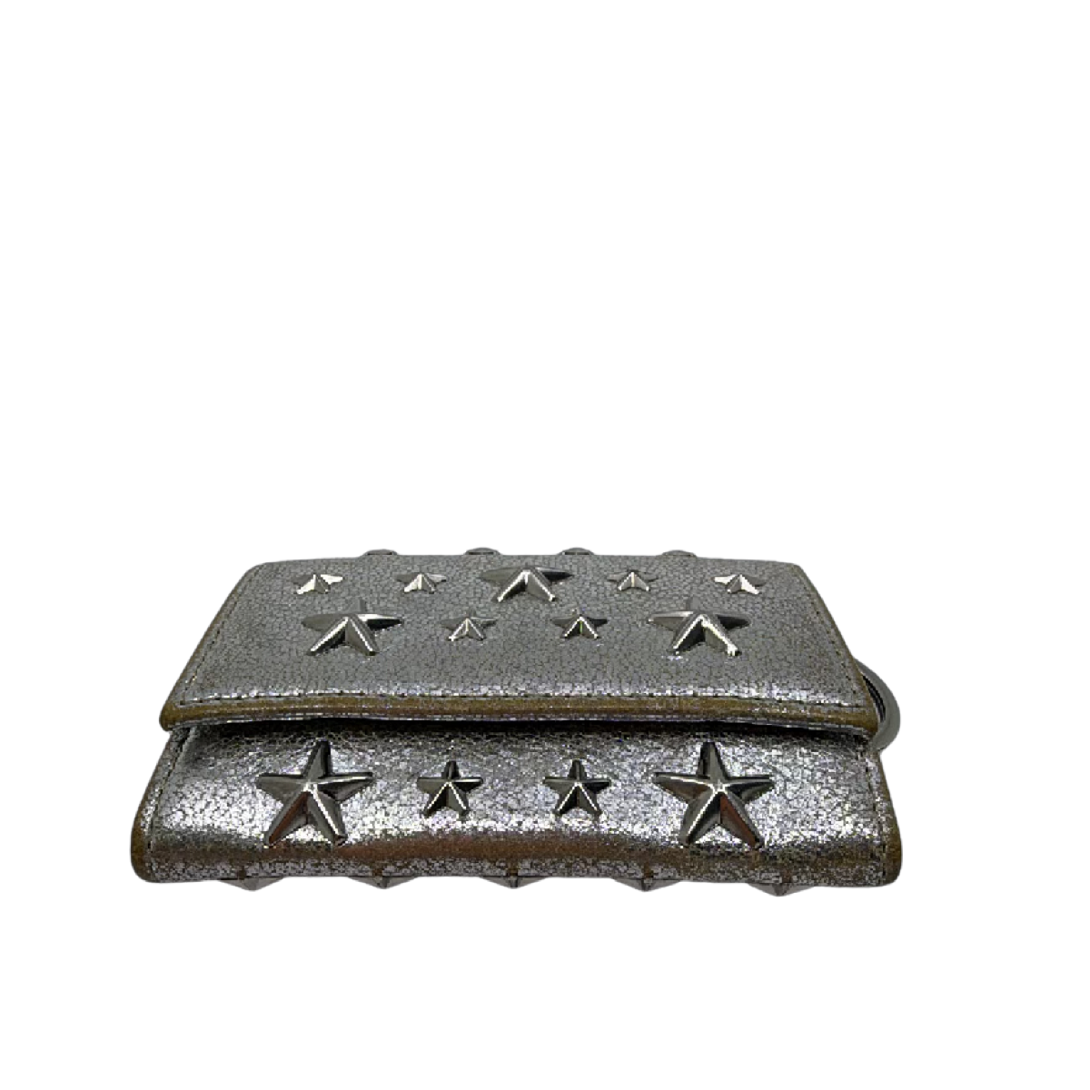 Jimmy Choo Star Stud Silver Metallic Leather Key Case