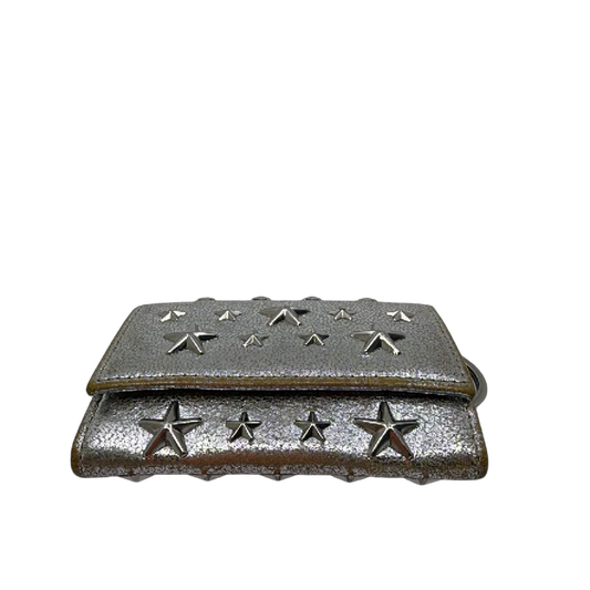 Jimmy Choo Star Stud Silver Metallic Leather Key Case