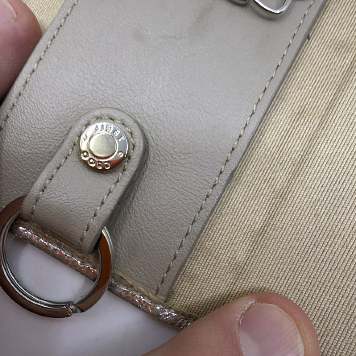 Jimmy Choo Star Stud Silver Metallic Leather Key Case