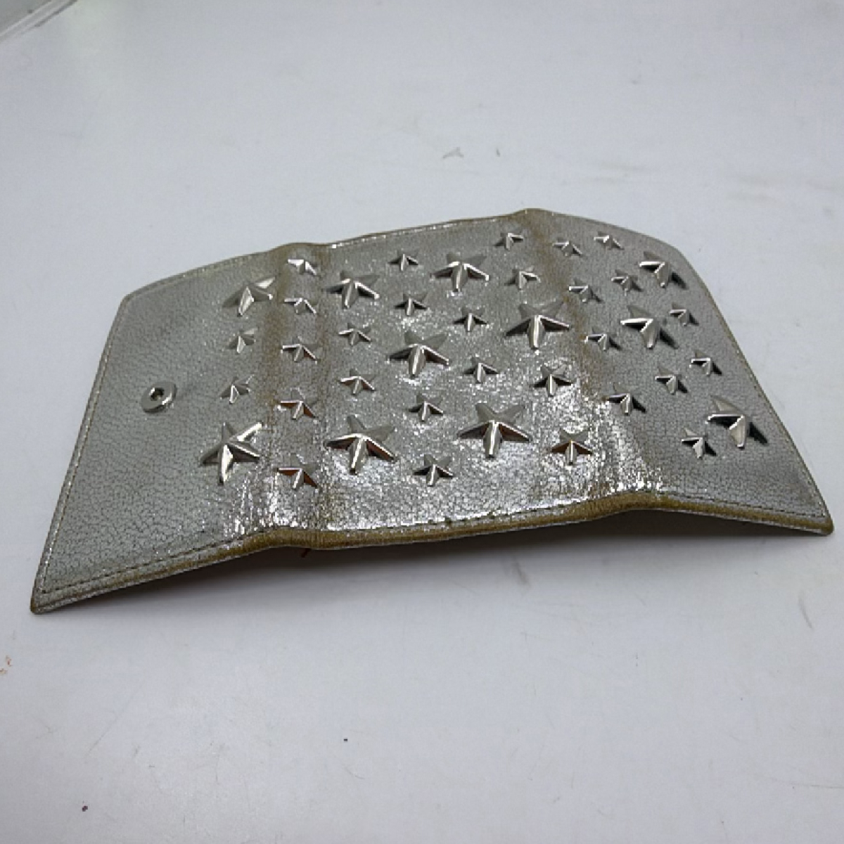 Jimmy Choo Star Stud Silver Metallic Leather Key Case