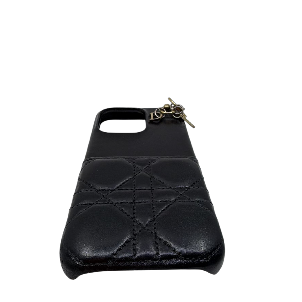 Dior Lady Dior Cannage Black Leather Phone Case