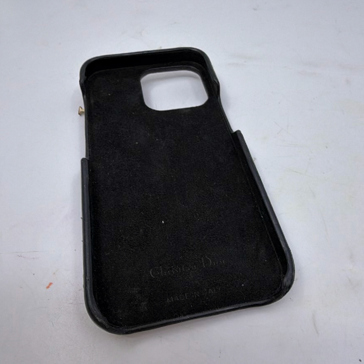 Dior Lady Dior Cannage Black Leather Phone Case