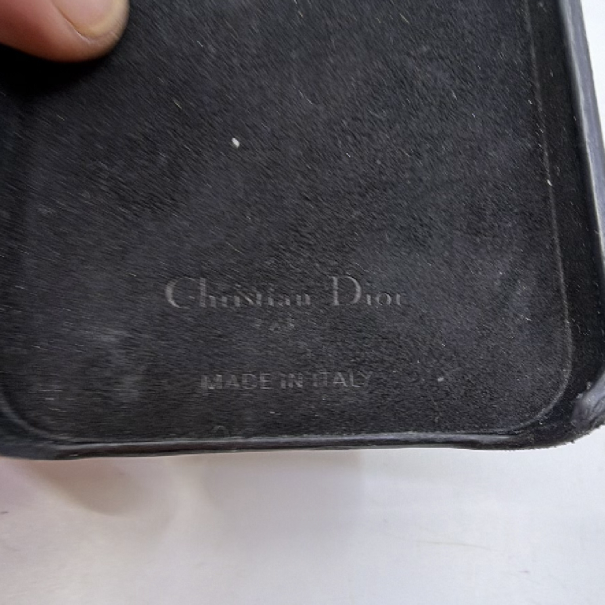Dior Lady Dior Cannage Black Leather Phone Case