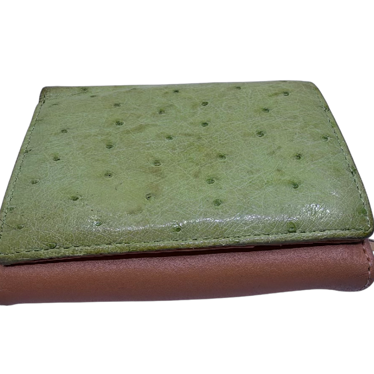 Pont Neuf Green Ostrich Leather Bifold Wallet