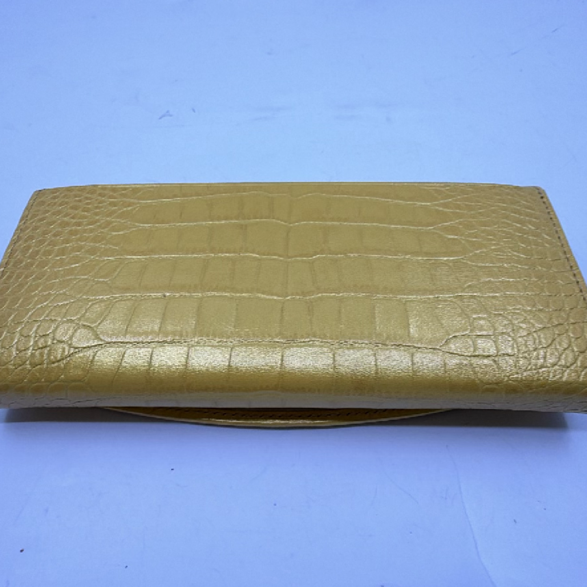 Le Prairies Ginza Continental Wallet Gold Crocodile Embossed Leather Wallet