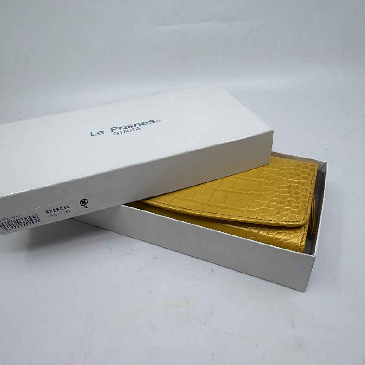 Le Prairies Ginza Continental Wallet Gold Crocodile Embossed Leather Wallet