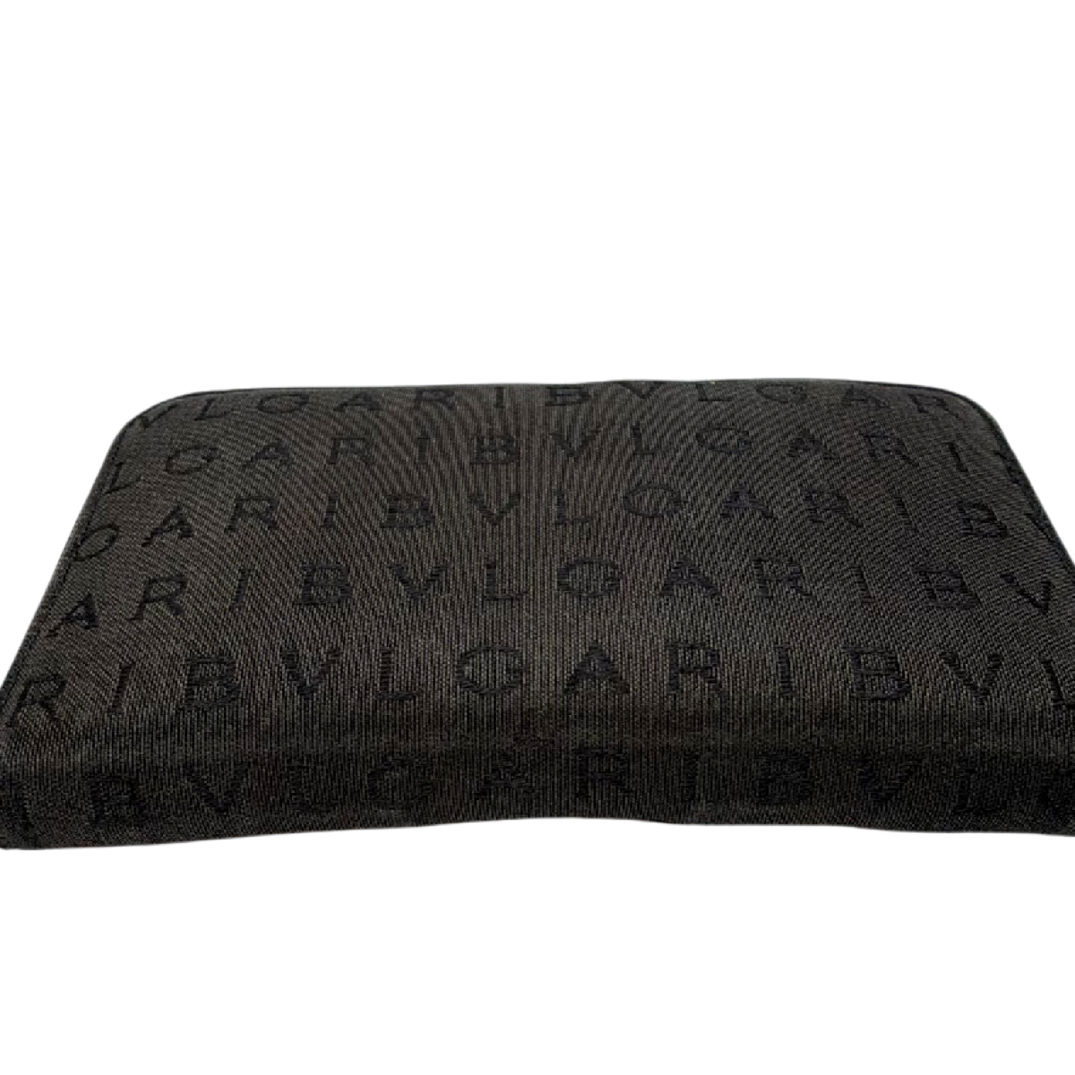 Bvlgari Bvlgari Logo Zip Around Black Canvas Wallet