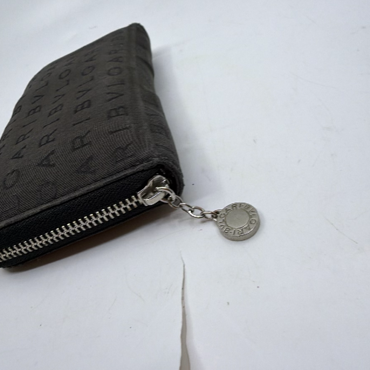 Bvlgari Bvlgari Logo Zip Around Black Canvas Wallet