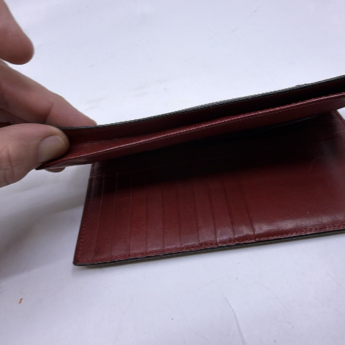 Bally Bifold Wallet Black Leather Stripe Wallet