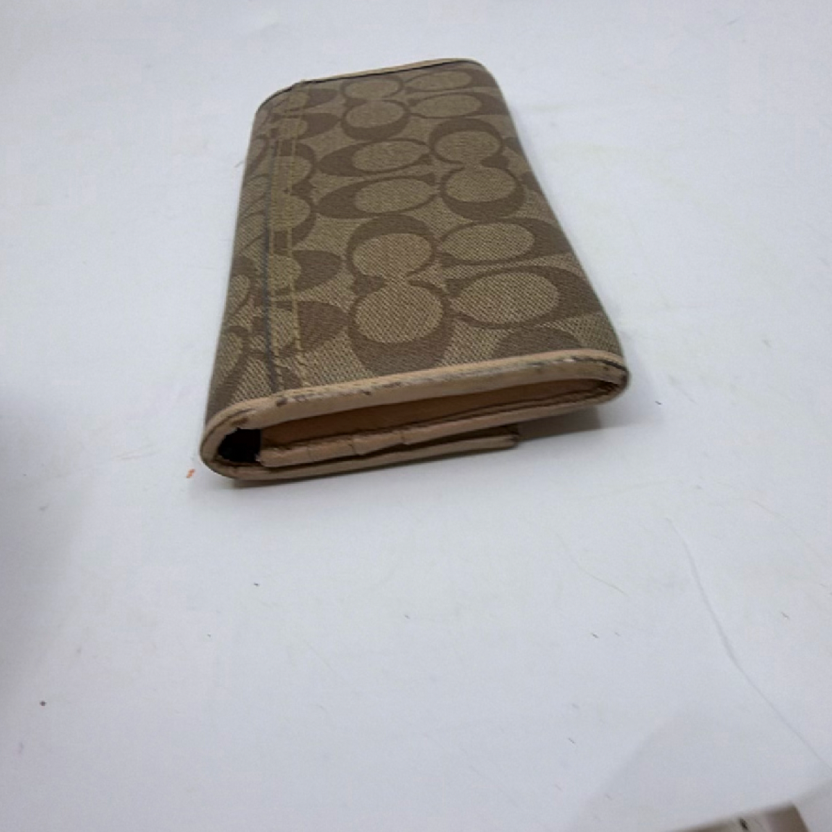 Coach Signature C Flap Brown Coated Canvas Wallet