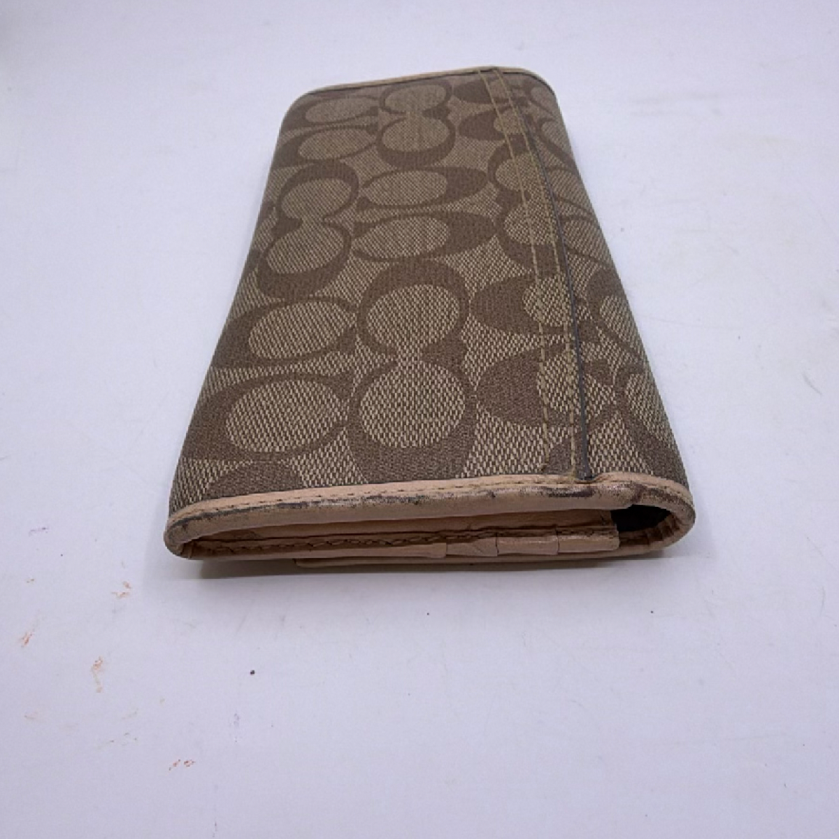 Coach Signature C Flap Brown Coated Canvas Wallet