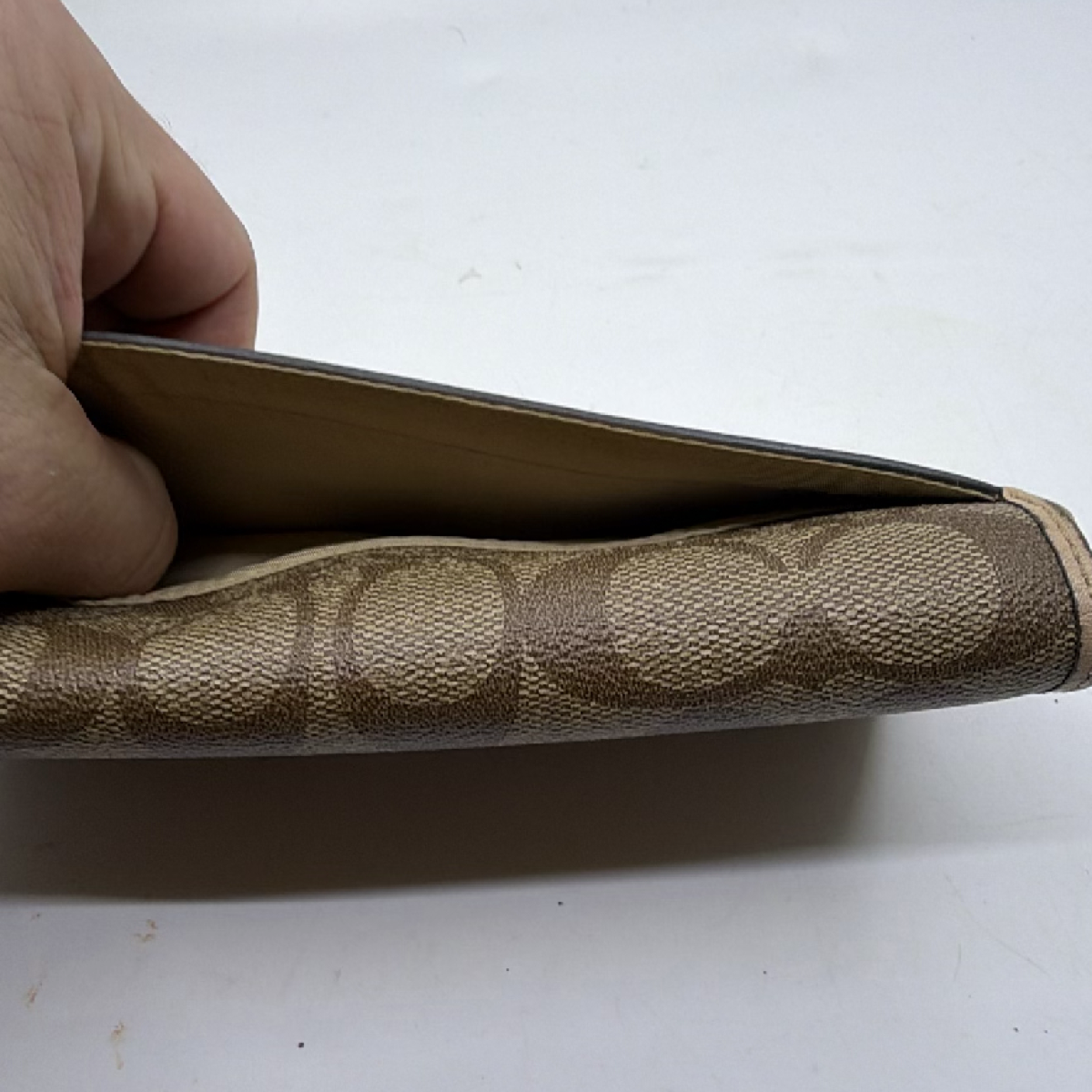 Coach Signature C Flap Brown Coated Canvas Wallet