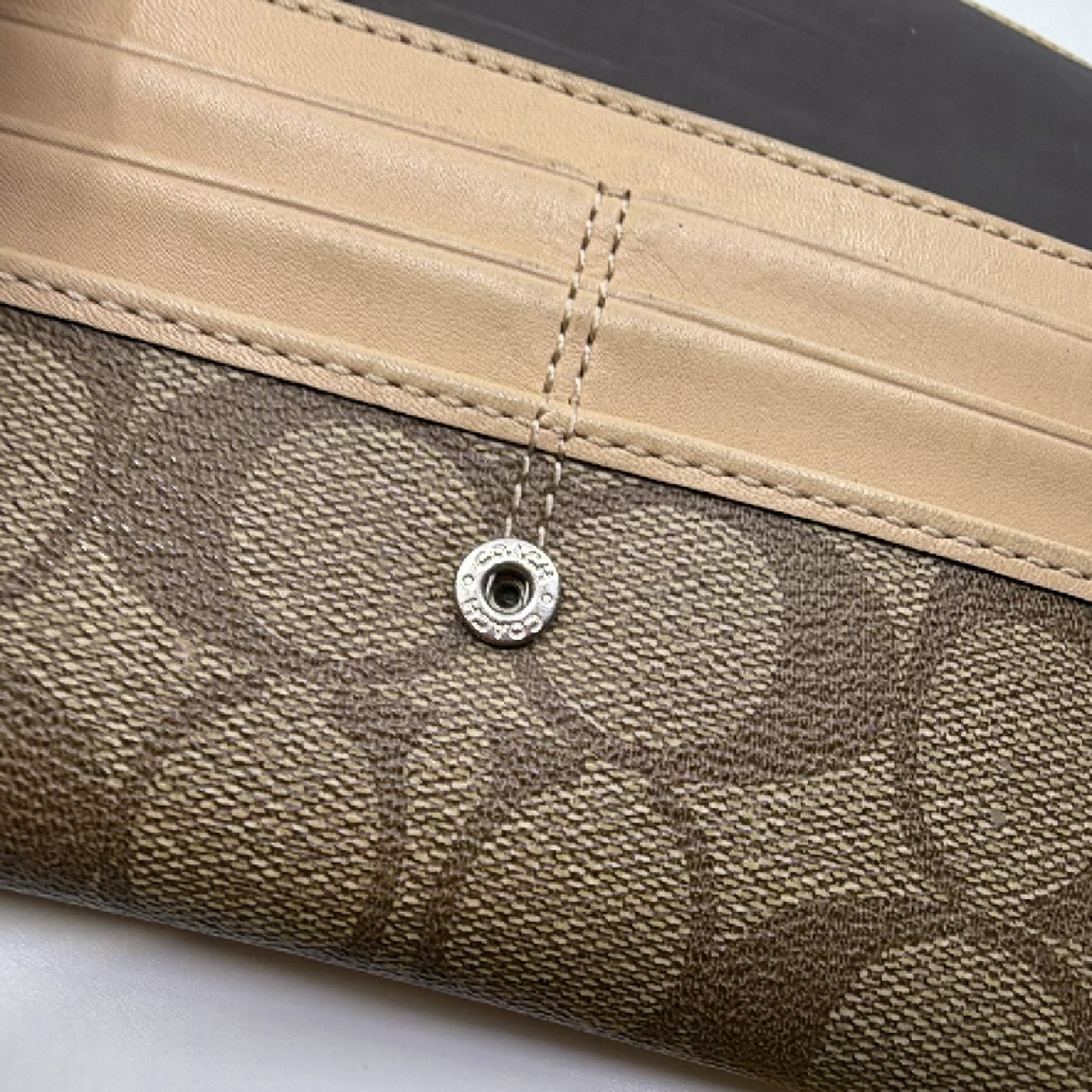Coach Signature C Flap Brown Coated Canvas Wallet