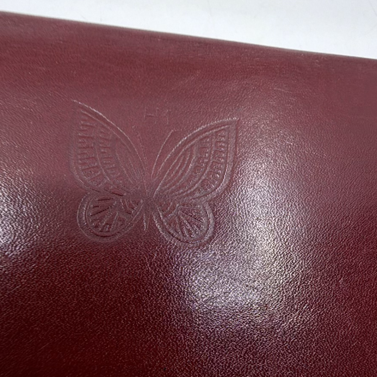 Hanae Mori Embossed Butterfly Burgundy Leather Wallet