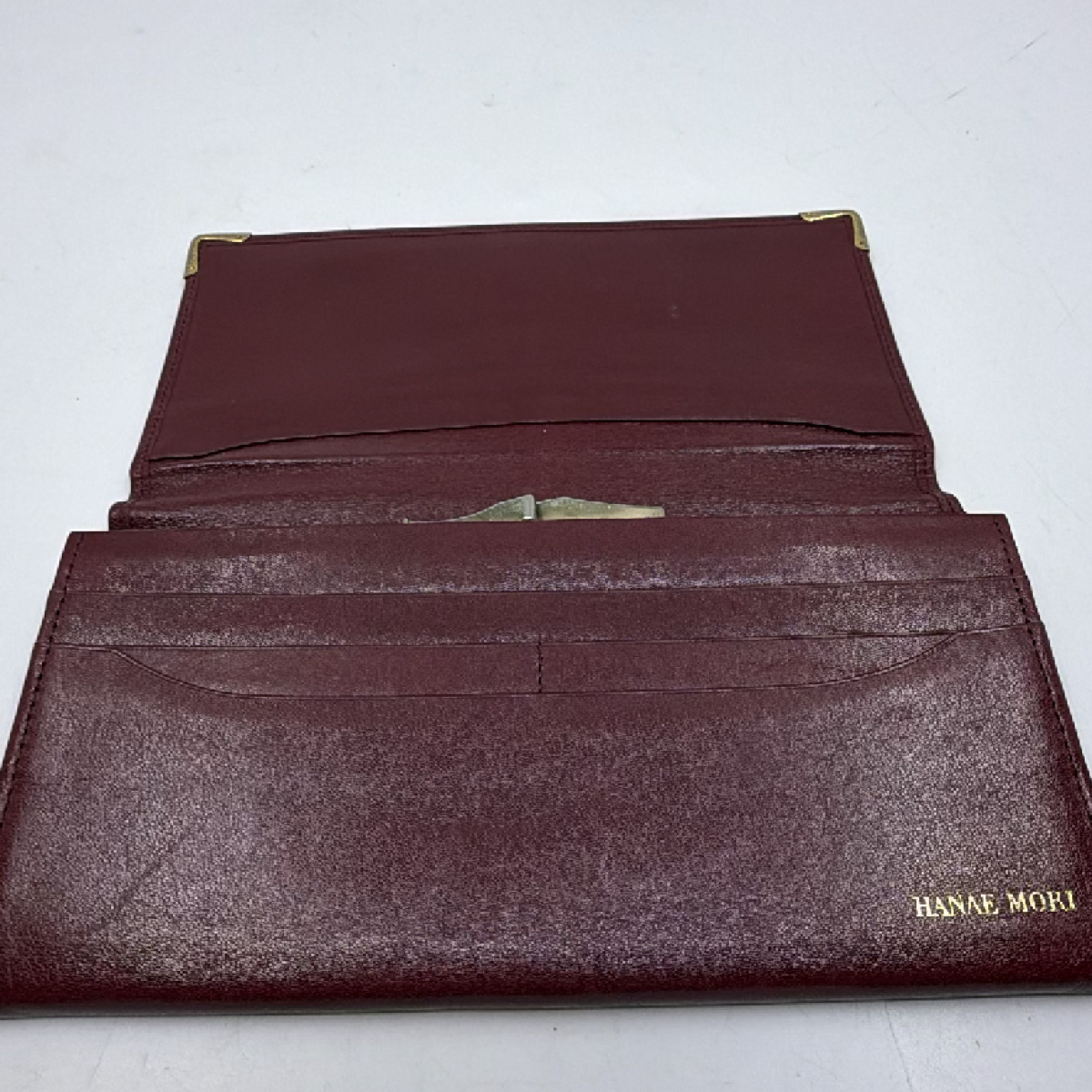 Hanae Mori Embossed Butterfly Burgundy Leather Wallet