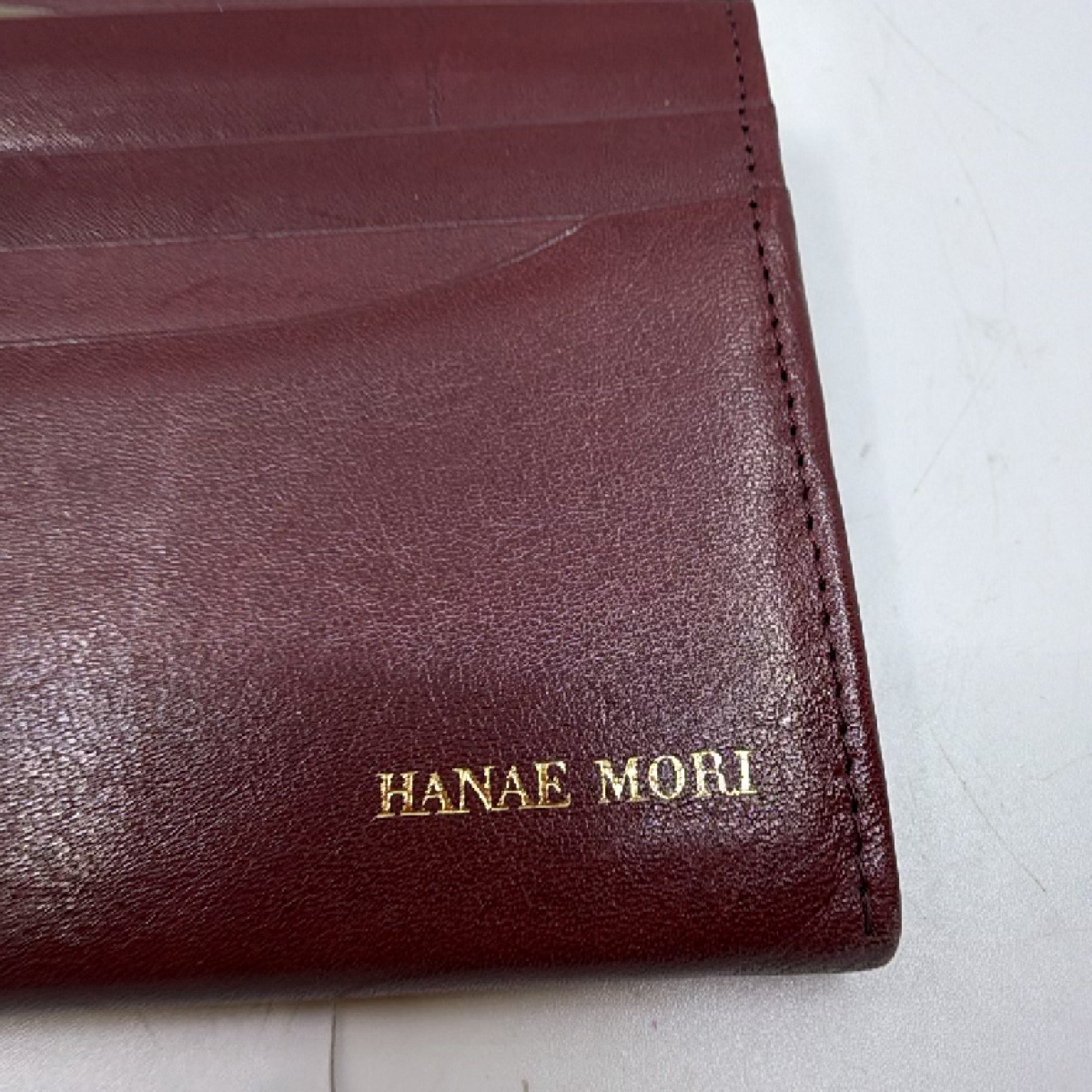 Hanae Mori Embossed Butterfly Burgundy Leather Wallet