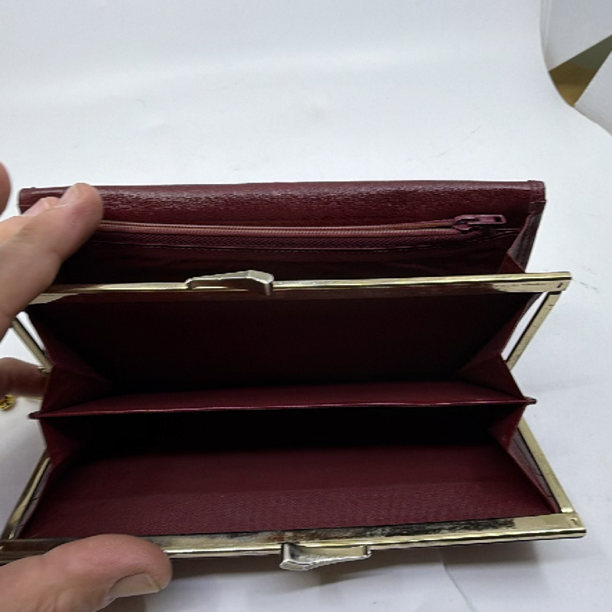 Hanae Mori Embossed Butterfly Burgundy Leather Wallet