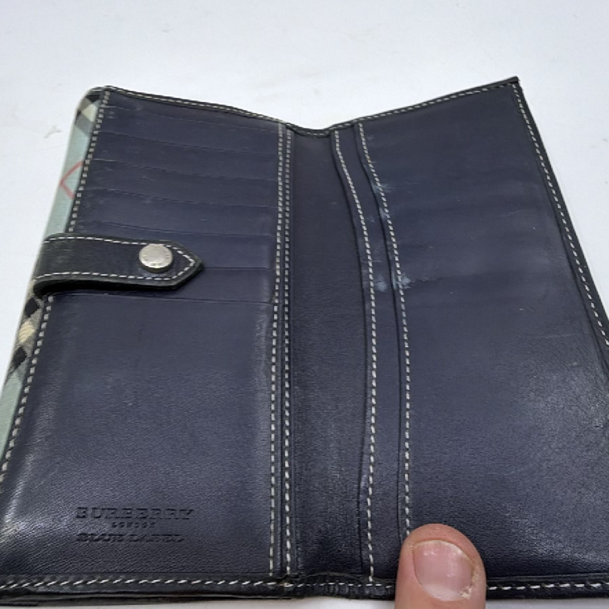 Burberry Continental Blue Nova Check Canvas Wallet