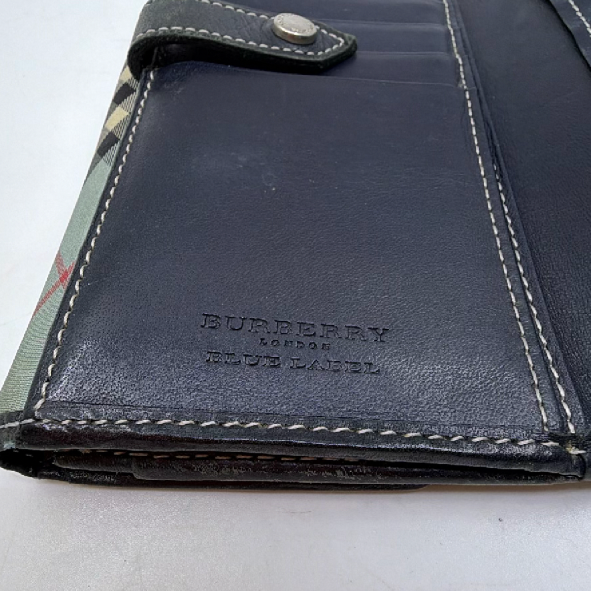 Burberry Continental Blue Nova Check Canvas Wallet