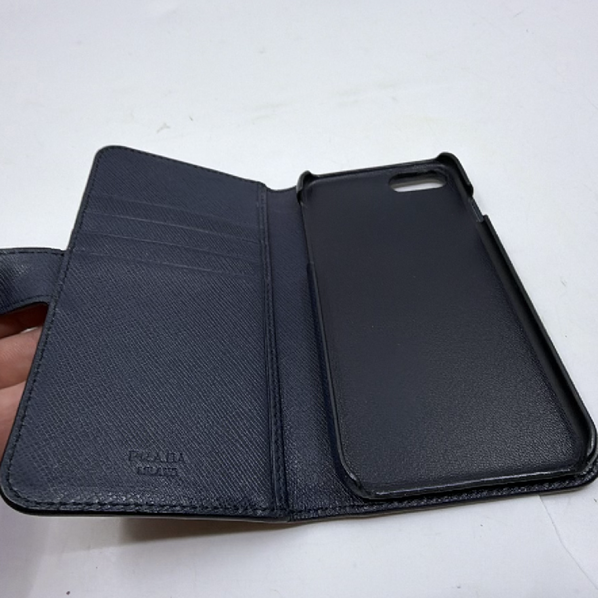 Prada Saffiano Folio Blue Saffiano Leather Phone Case