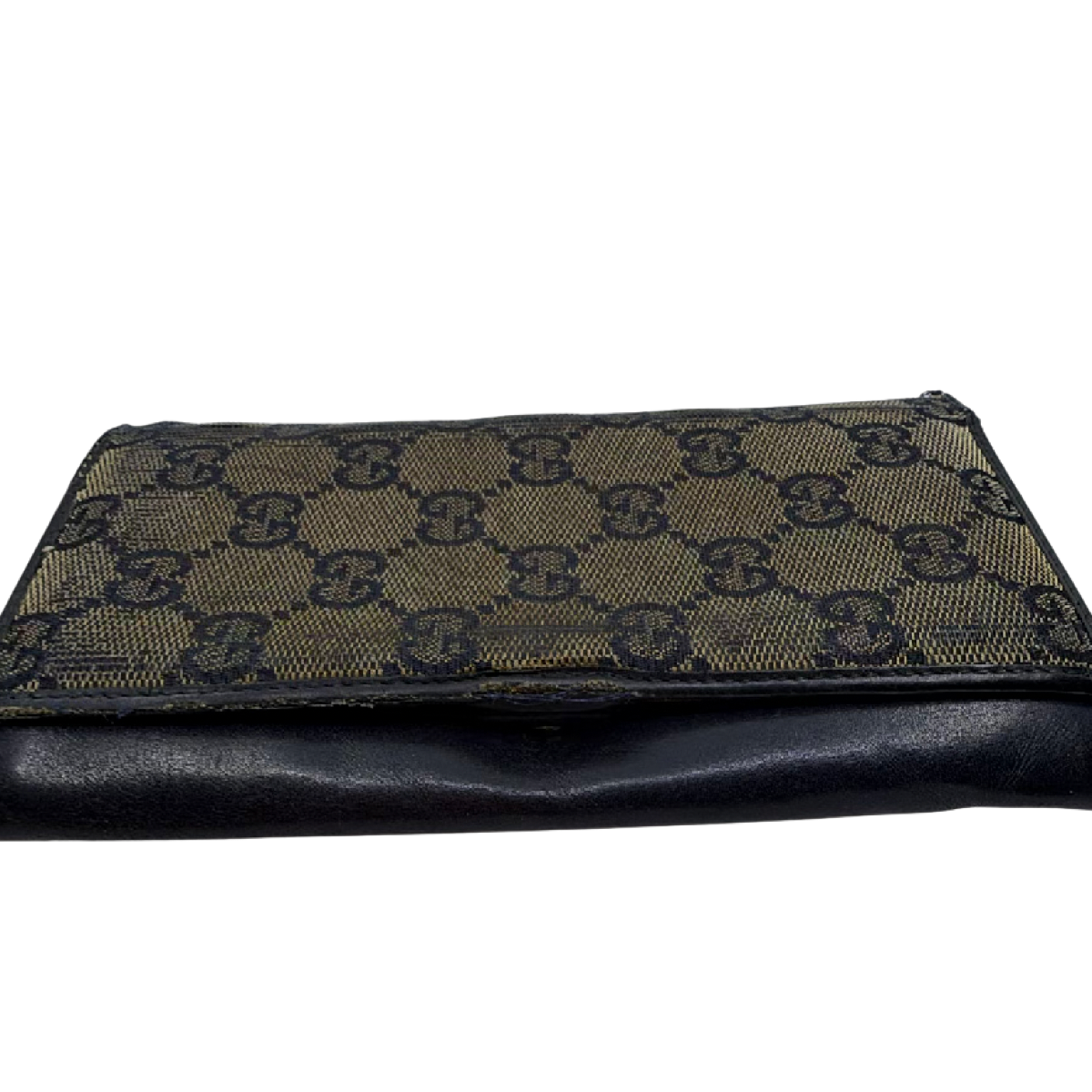 Gucci Continental Flap Black GG Monogram Canvas Leather Wallet
