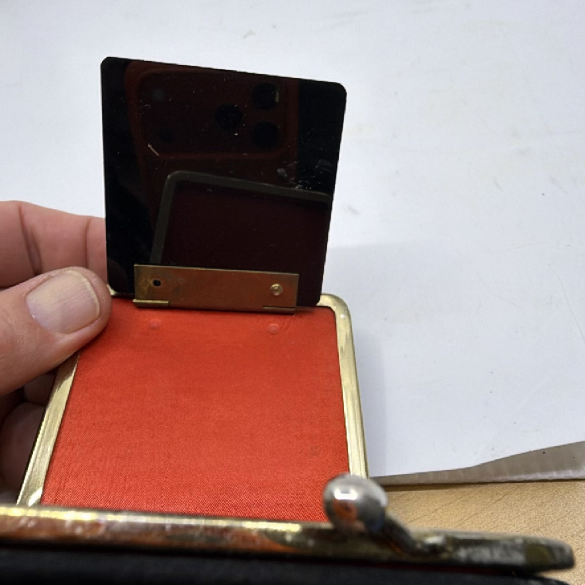 Unbranded Vintage Black Velvet Compact Coin Purse