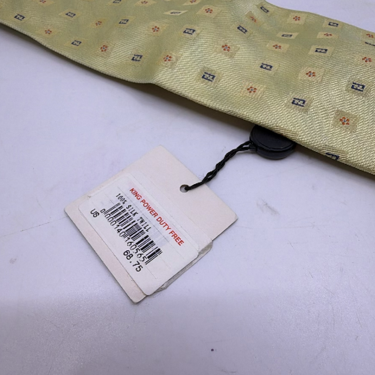 Fendi FF Logo Pattern Yellow Silk Twill Tie