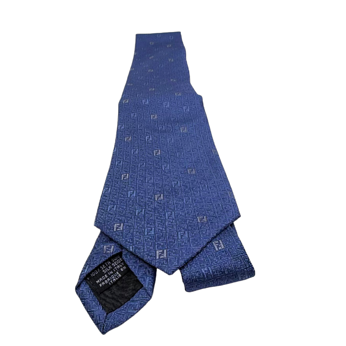 Fendi FF Monogram Blue Silk Necktie