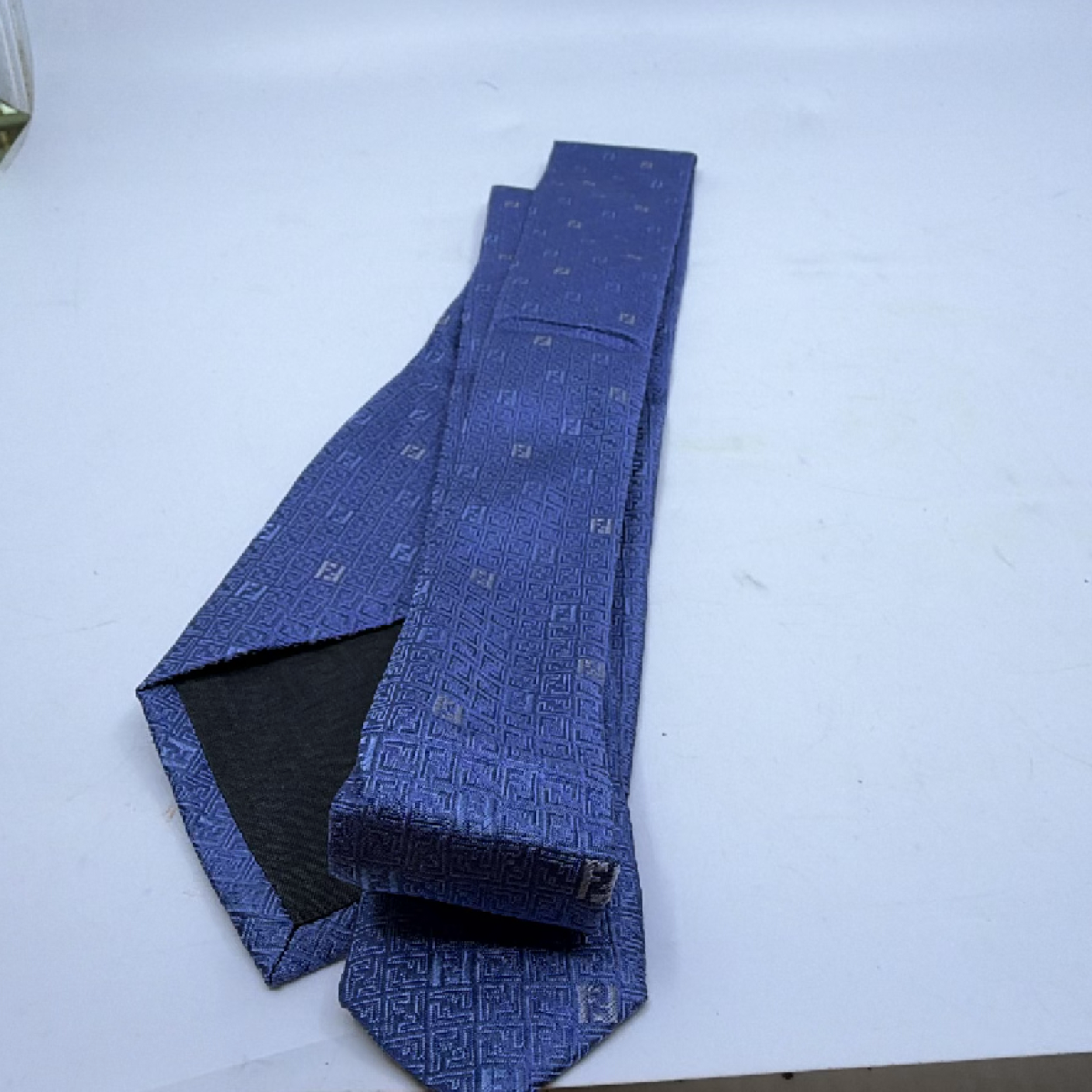 Fendi FF Monogram Blue Silk Necktie