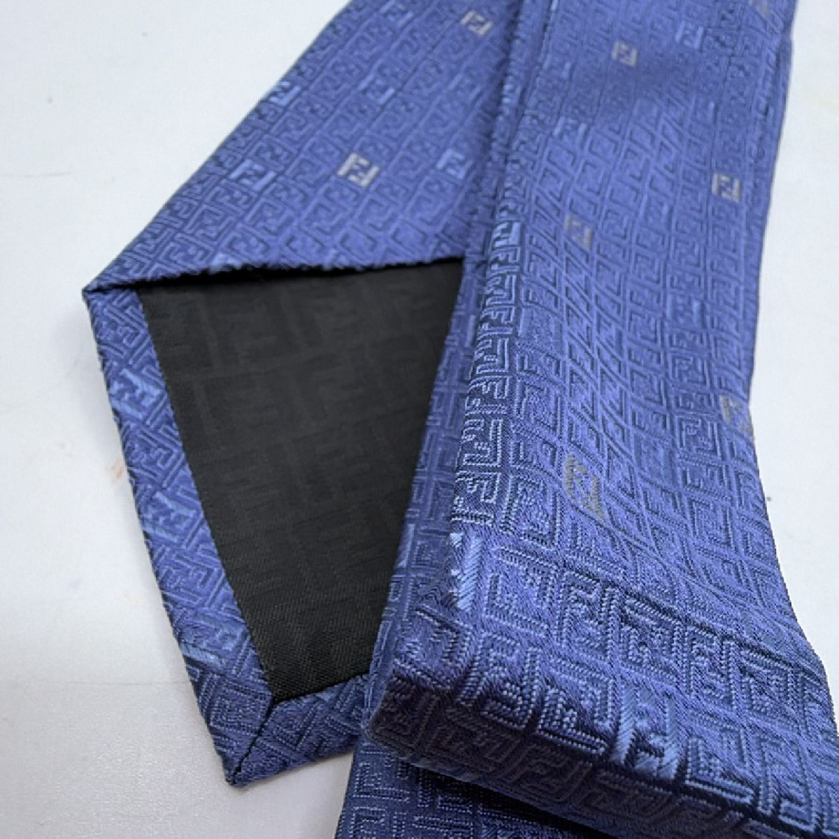 Fendi FF Monogram Blue Silk Necktie