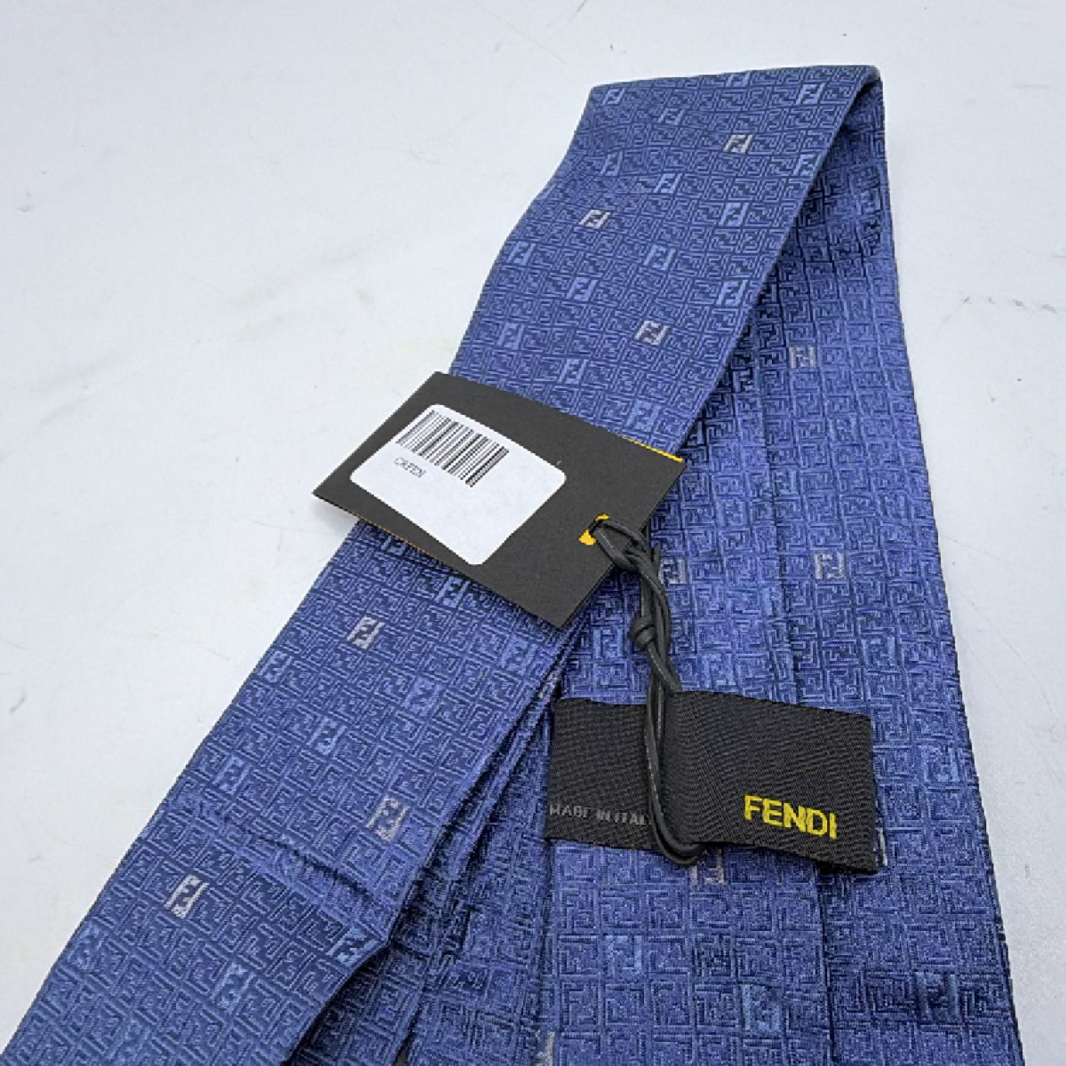 Fendi FF Monogram Blue Silk Necktie