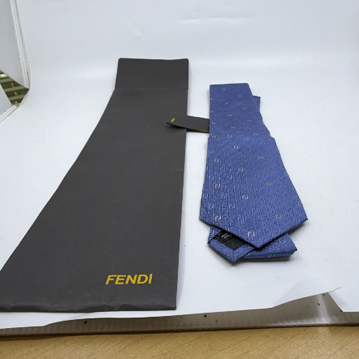 Fendi FF Monogram Blue Silk Necktie