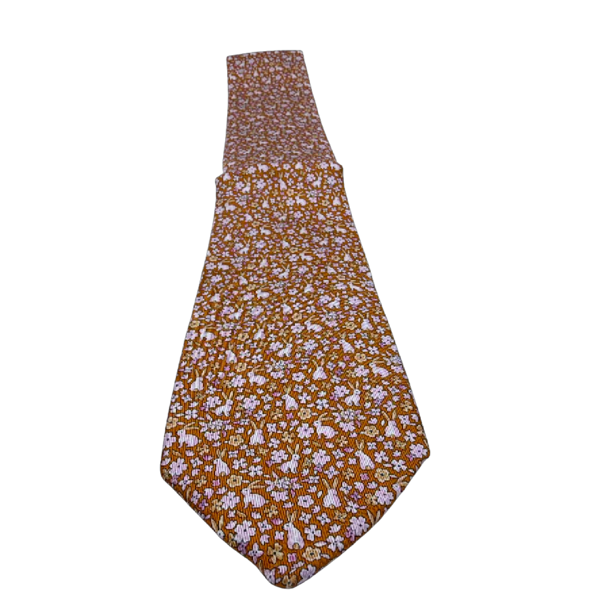 Salvatore Ferragamo Rabbit Floral Print Brown Silk Tie