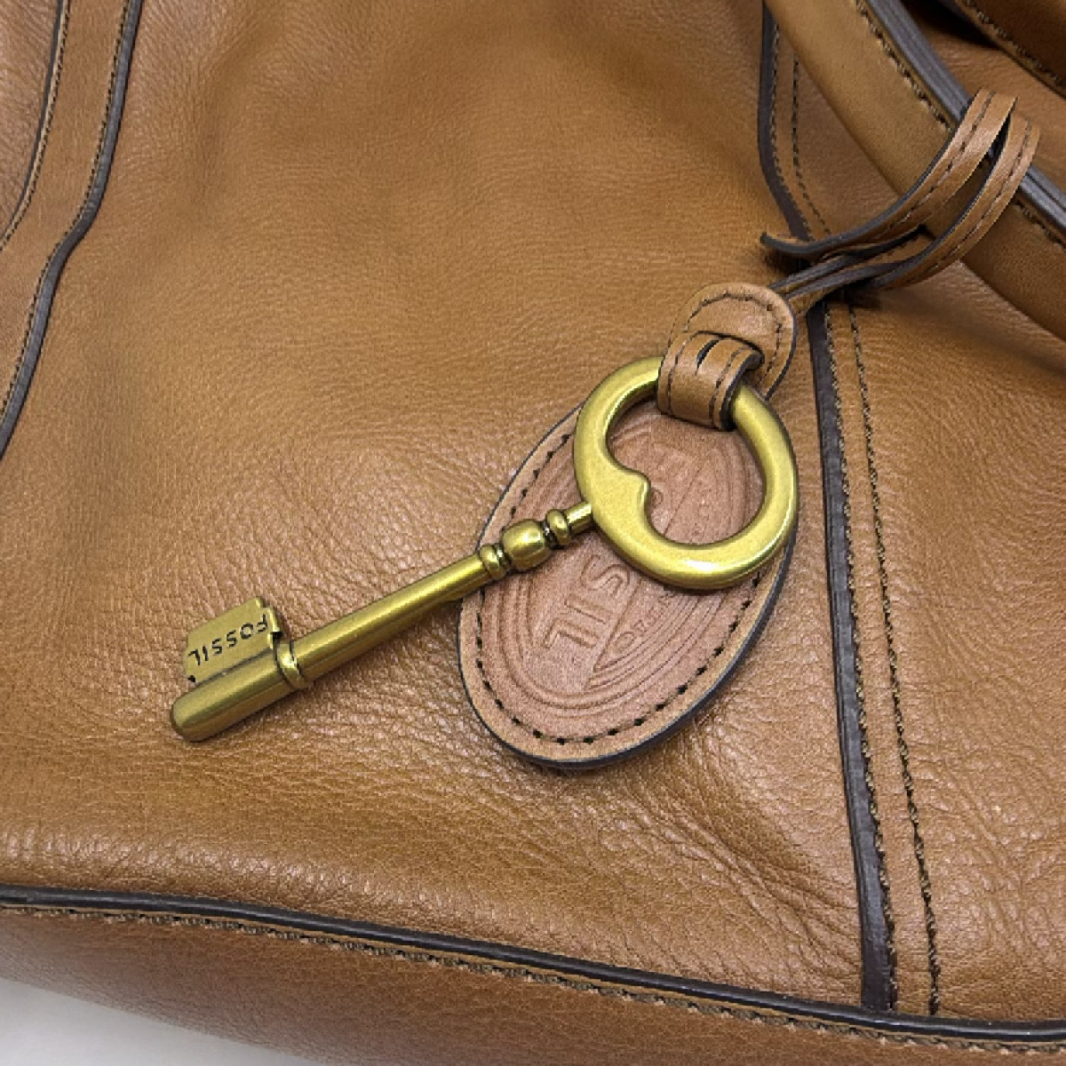 Fossil Brown Leather Turn-Lock Key Satchel