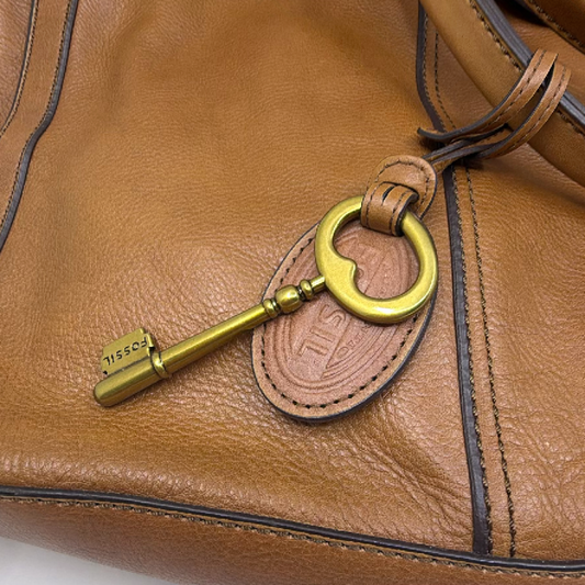 Fossil Brown Leather Turn-Lock Key Satchel