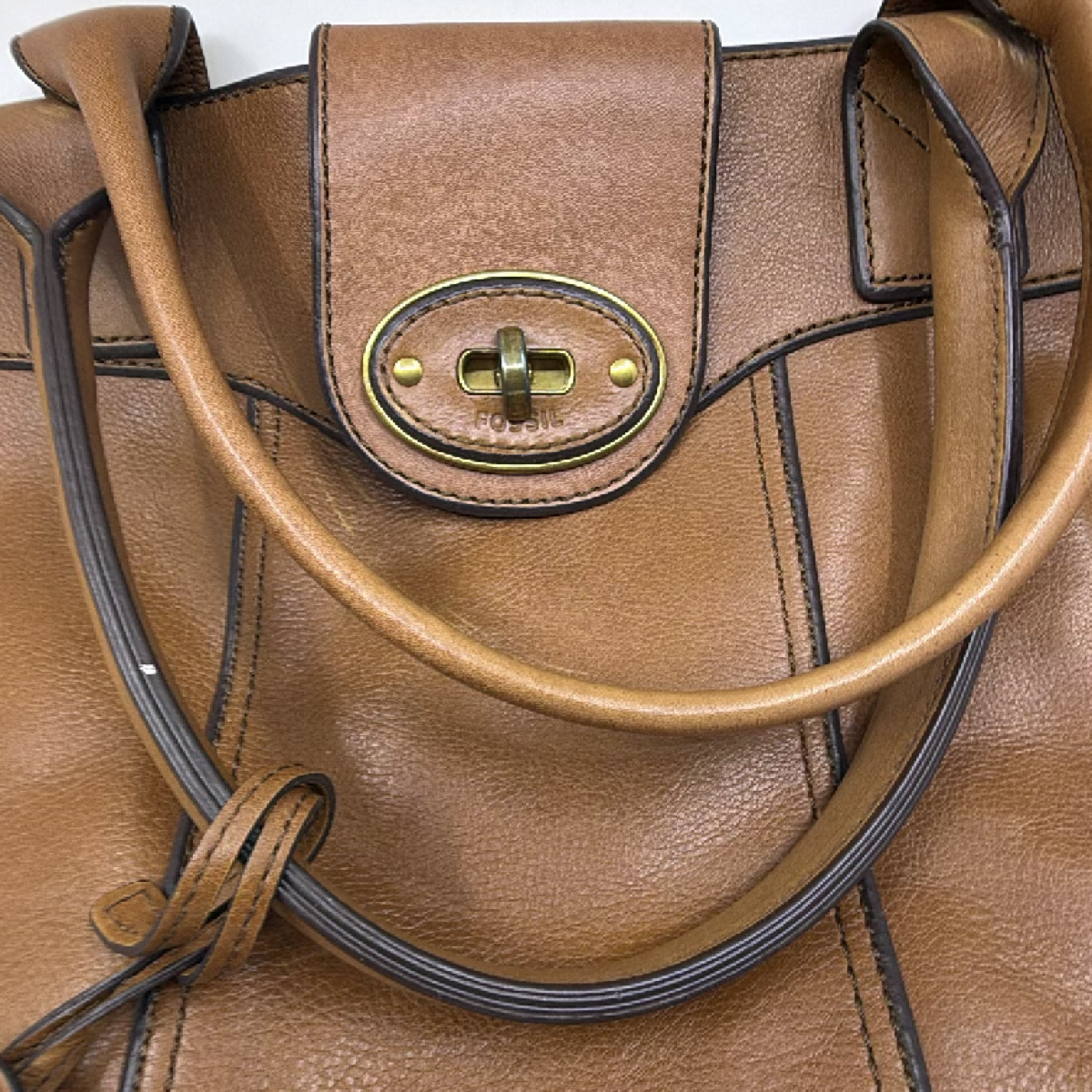 Fossil Brown Leather Turn-Lock Key Satchel