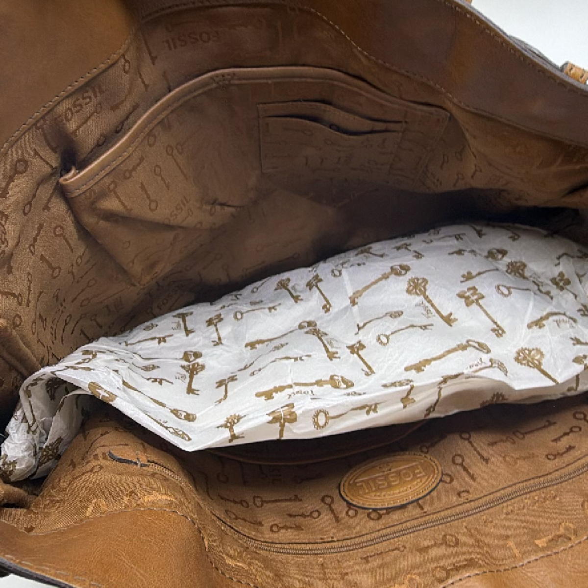 Fossil Brown Leather Turn-Lock Key Satchel