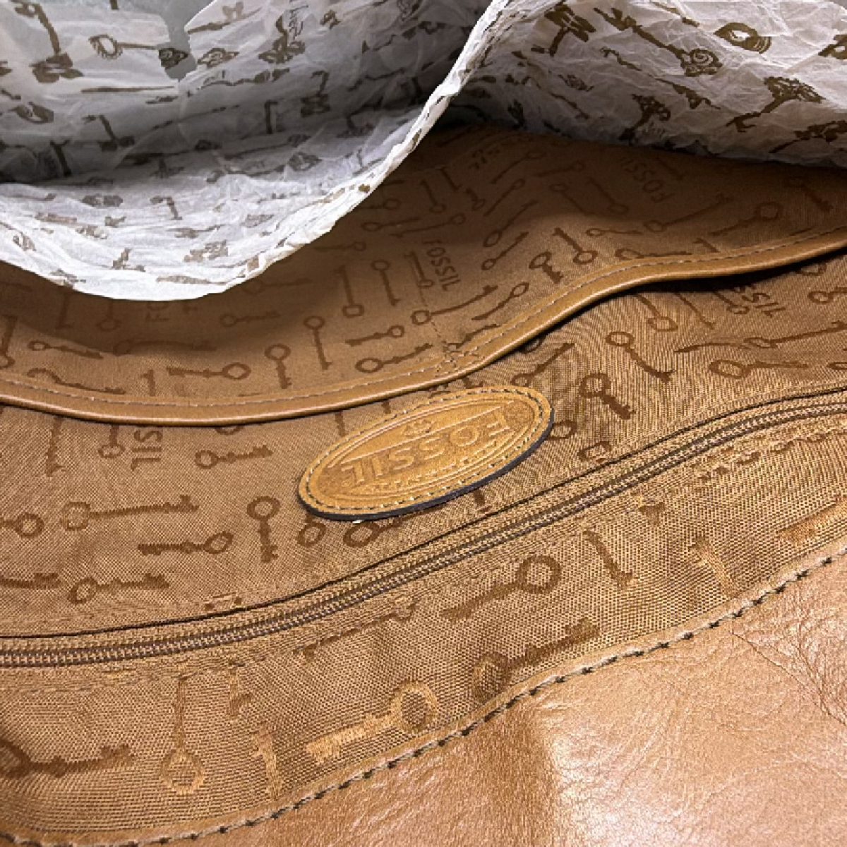 Fossil Brown Leather Turn-Lock Key Satchel